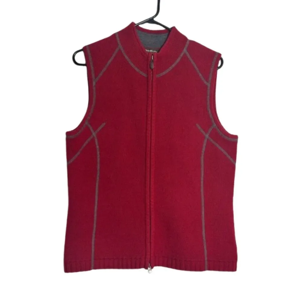 Eddie Bauer Lambs Wool Zip Up Sweater Vest Womens XL Gorpcore Preppy Outdoor